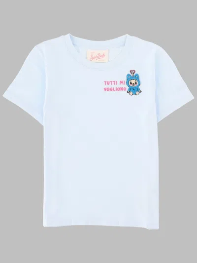 Mc2 Saint Barth Mini Monster T-shirt For Girls In Baby Blue