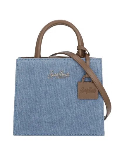 Mc2 Saint Barth Mini Shop Bag Logo-detail Tote Bag In Blue