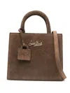 Mc2 Saint Barth Mini Shop Suede Tote Bag In Burgundy