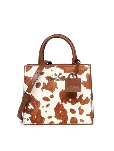 Mc2 Saint Barth Mini Shopper Bag In Pony Skin In White
