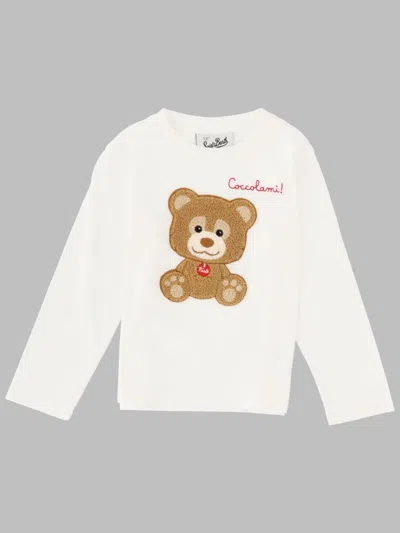 Mc2 Saint Barth Mini Ski Club Cotton T-shirt For Kids In White