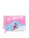 Mc2 Saint Barth Mini Ski-print Clutch Bag In Pink