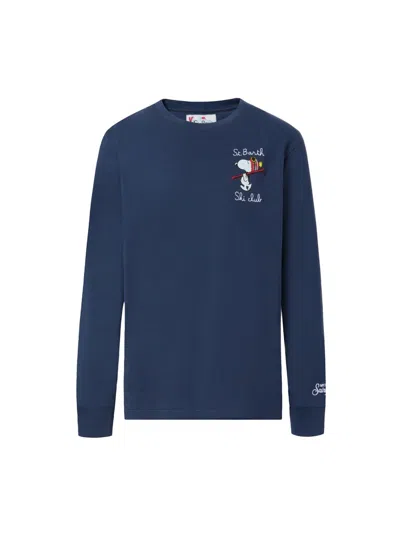 Mc2 Saint Barth Mini Snoopy Unisex T-shirt In Blue