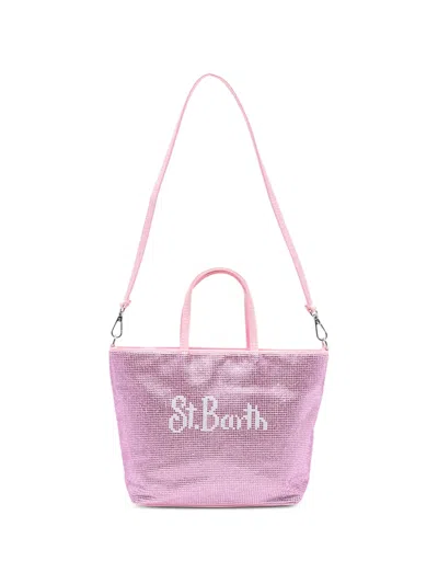 Mc2 Saint Barth Mini Strass Tote Bag In Pink