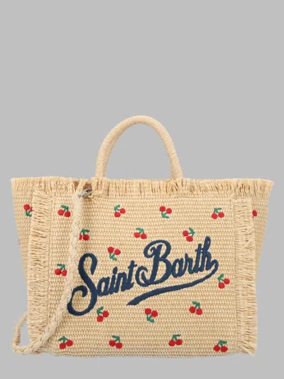 Mc2 Saint Barth Mini Straw Tote Bag For Girls In Sand