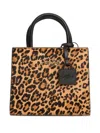 Mc2 Saint Barth Mini Structured Leopard Print Shopper With Black Trim In Animal Print