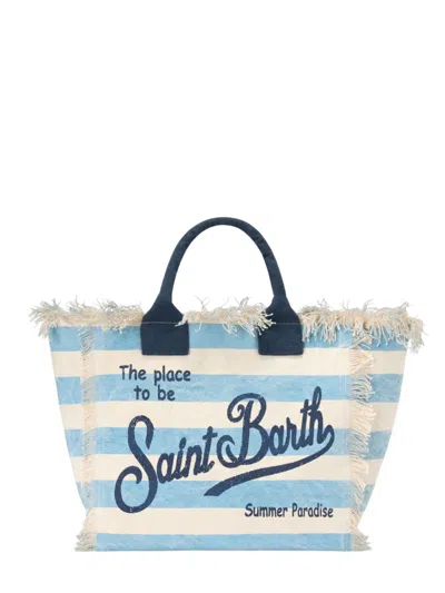 Mc2 Saint Barth Mini Tote Bag For Men In Light Blue