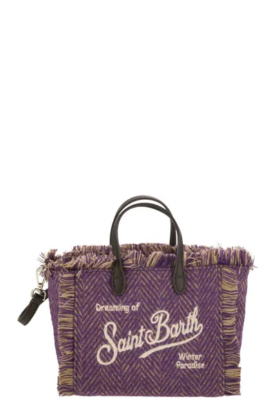 Mc2 Saint Barth Mini Vanity Bag With Bangs And Embroidered Logo In Purple