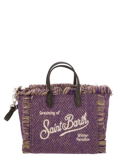 Mc2 Saint Barth Mini Vanity Bag With Bangs And Embroidered Logo In Purple