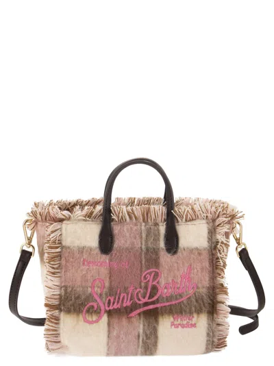 Mc2 Saint Barth Mini Vanity Bag With Fringes And Check Pattern  In Multicolor