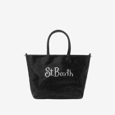 Mc2 Saint Barth Mini Vanity Bag With Logo In Black