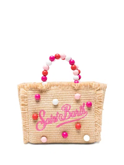 Mc2 Saint Barth Mini Vanity Beaded Tote Bag In Nude