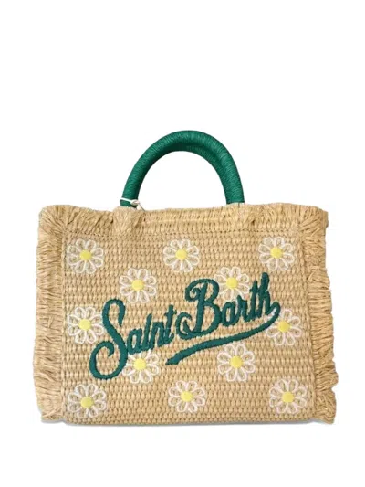 Mc2 Saint Barth Mini Vanity Daisy-embroidered Tote Bag In Neutral