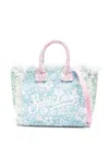 Mc2 Saint Barth Mini Vanity Floral-print Fringed Tote Bag