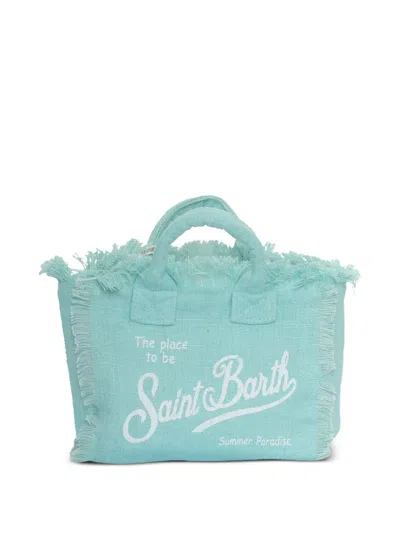 Mc2 Saint Barth Mini Vanity Frayed Tote Bag In Blue