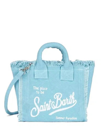 Mc2 Saint Barth Mini Vanity Frayed Tote Bag In Blue
