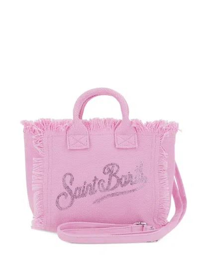 Mc2 Saint Barth Mini Vanity Frayed-edge Logo Tote Bag In Pink