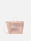 Mc2 Saint Barth Mini Vanity Fringed Bag With Rose Gold Rhinestones In Pink