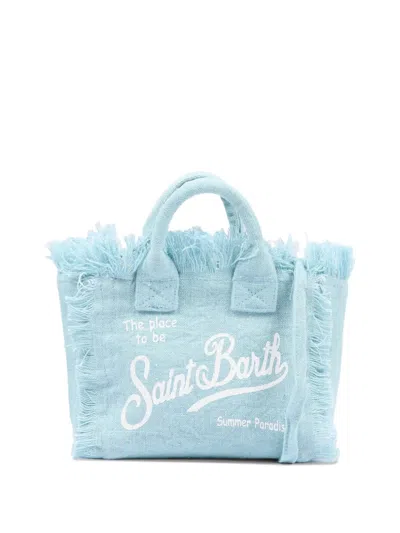 Mc2 Saint Barth Mini Vanity Fringed-detail Tote Bag In Blue