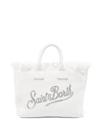 Mc2 Saint Barth Mini Vanity Fringed-detail Tote Bag In White
