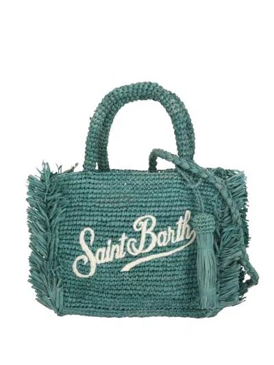Mc2 Saint Barth Mini Vanity Fringe-trimmed Tote Bag In Green