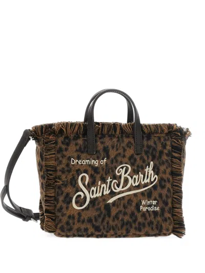 Mc2 Saint Barth Mini Vanity Leopard-print Tote Bag In Brown
