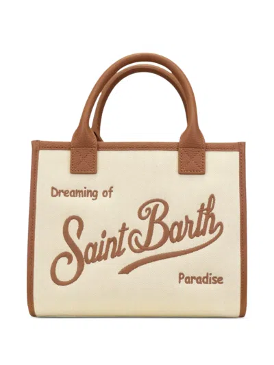 Mc2 Saint Barth Mini Vanity Logo-embroidered Canvas Tote Bag In Red