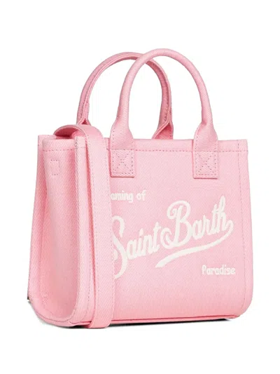 Mc2 Saint Barth Mini Vanity Logo-embroidered Denim Tote Bag In Red
