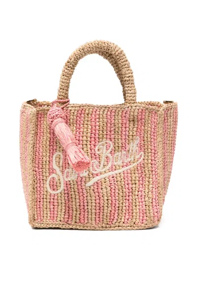 Mc2 Saint Barth Mini Vanity Raffia Pink Stripes Bag