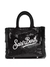 Mc2 Saint Barth Mini Vanity Sequin Fringed Tote Bag In Black