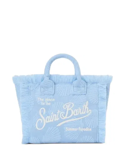 Mc2 Saint Barth Mini Vanity Shell-embossed Tote Bag In Blue