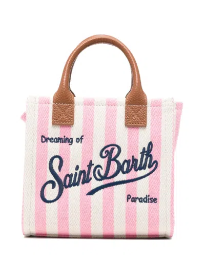 Mc2 Saint Barth Mini Vanity Striped Logo-embroidered Tote Bag In Multi