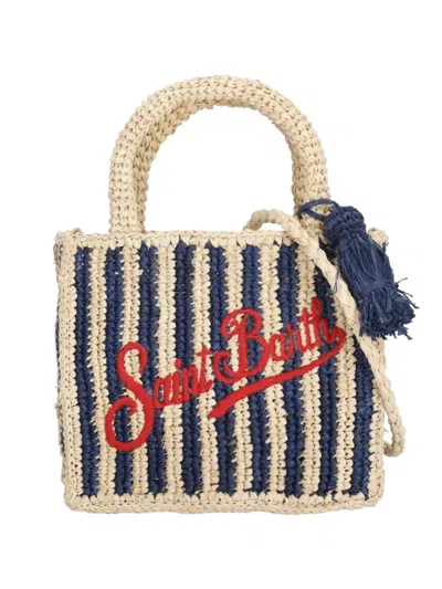 Mc2 Saint Barth Mini Vanity Striped Tote Bag In Blue