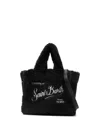 Mc2 Saint Barth Mini Vanity Teddy Embroidered Tote Bag In Black