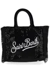 Mc2 Saint Barth Mini Velvet Tote Bag In Black