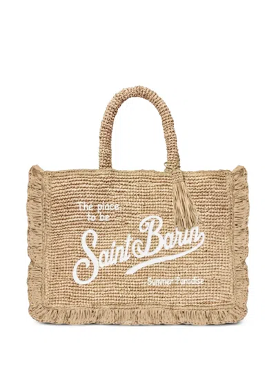 Mc2 Saint Barth Mini Volant Fringed Tote Bag In Blue