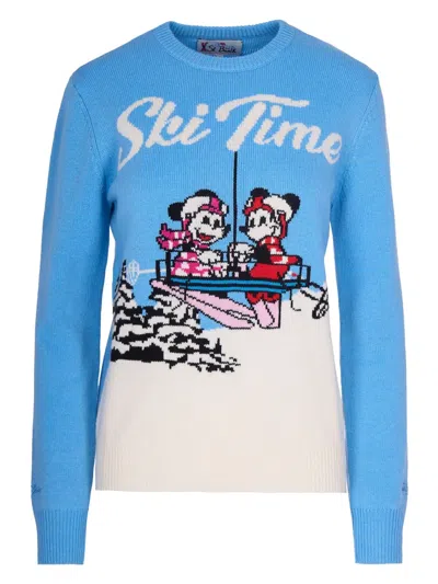 Mc2 Saint Barth Minnie And Mickey Crewneck Sweater In Blue