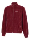 Mc2 Saint Barth Miriam Chenille Logo-embroidered Zip-up Sweater In Red