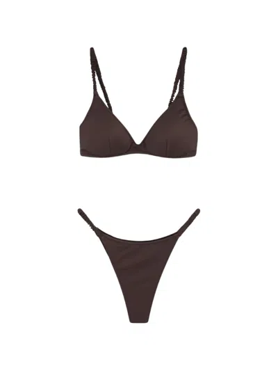 Mc2 Saint Barth Moana Ruched-strap Bikini In Brown