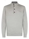 Mc2 Saint Barth Mock-neck Button Sweater In Gray