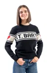 Mc2 Saint Barth Modern Black Sweater With Bold Text In Black