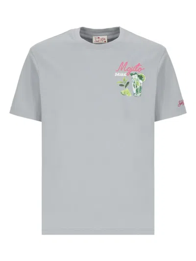 Mc2 Saint Barth Mojito Print Cotton T-shirt In Gray