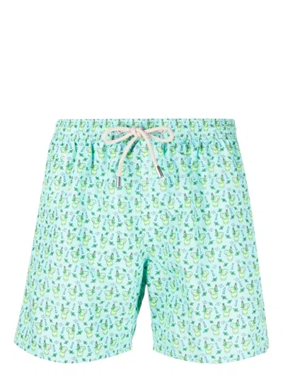 Mc2 Saint Barth Mojito-print Drawstring Swim Shorts In Blue