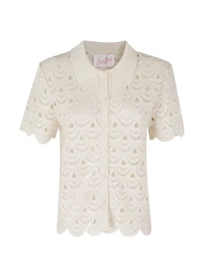 Mc2 Saint Barth Monet Crochet-effect Shirt In Neutral