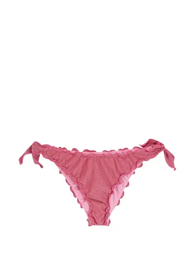 Mc2 Saint Barth Moon Drawstring Ruffled Bikini Bottoms In Pink