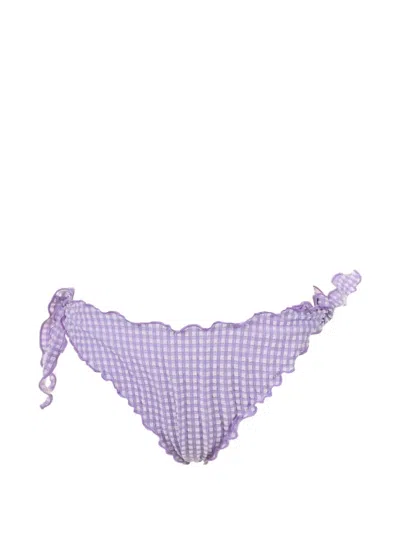 Mc2 Saint Barth Moon Seersucker Gingham Bikini Bottoms In Purple