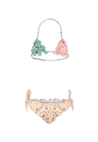 Mc2 Saint Barth Kids' Multicolor Bikini For Girl With Paisley Print