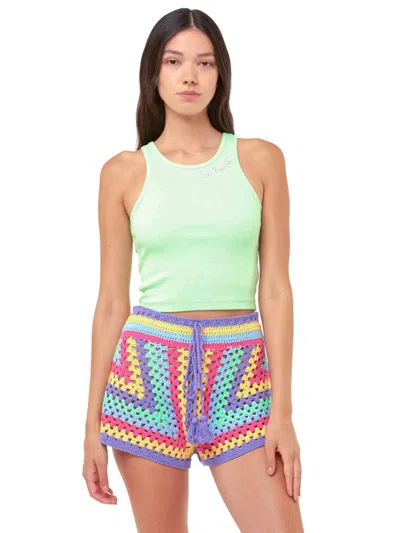 Mc2 Saint Barth Drawstring Crochet-knit Shorts In Multicolor