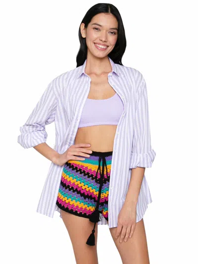 Mc2 Saint Barth Multicolor Crochet Shorts In Black