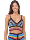 Mc2 Saint Barth Multicolor Crochet Top In Black